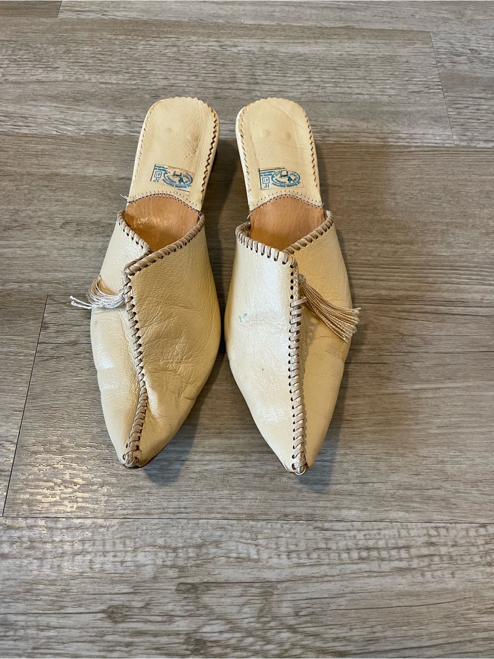 Vintage Moroccan La Gazelle Elaymani Leather babouche/mule heels